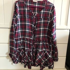 Lightweight blousy button down flannel